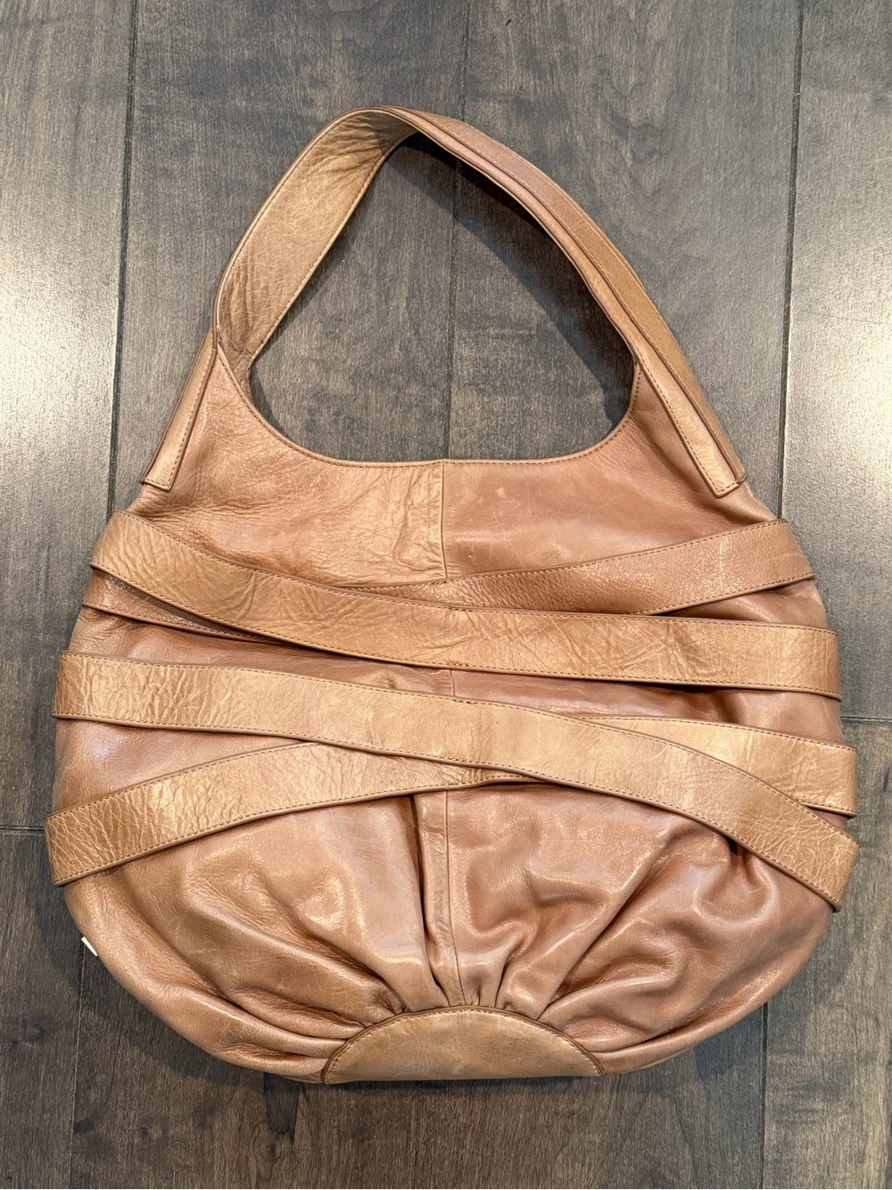 ROMYGOLD Large Bronze Tan Shoulder Bag Hobo Tote - Picture 2 of 8